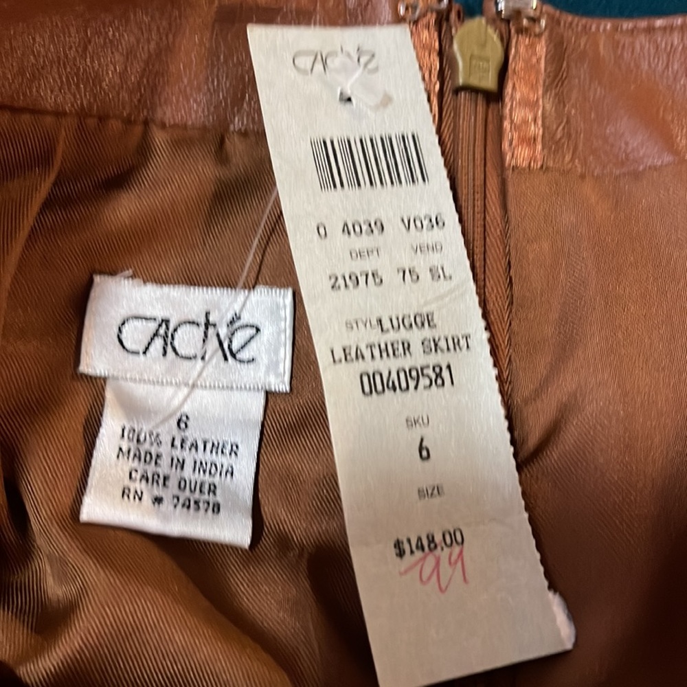 NWT Cache saddle leather skirt, size 6 - Picture 2 of 11
